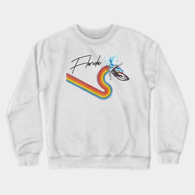 Retro 70s/80s Style Rainbow Surfing Wave Florida Crewneck Sweatshirt by darklordpug